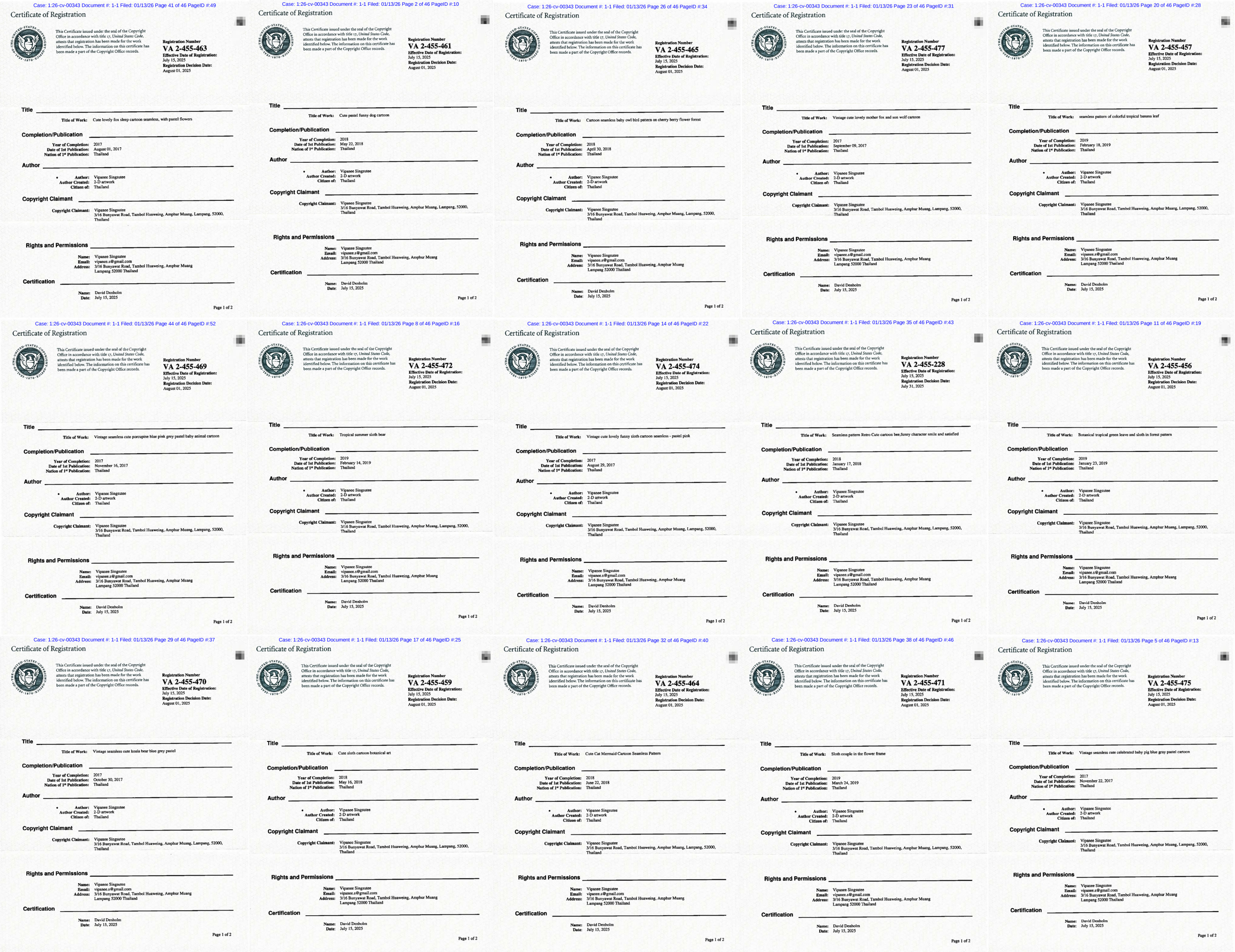26-cv-00343，Keith律所代理Vipanee萌宠插画版权维权！130店面临TRO冻结危机