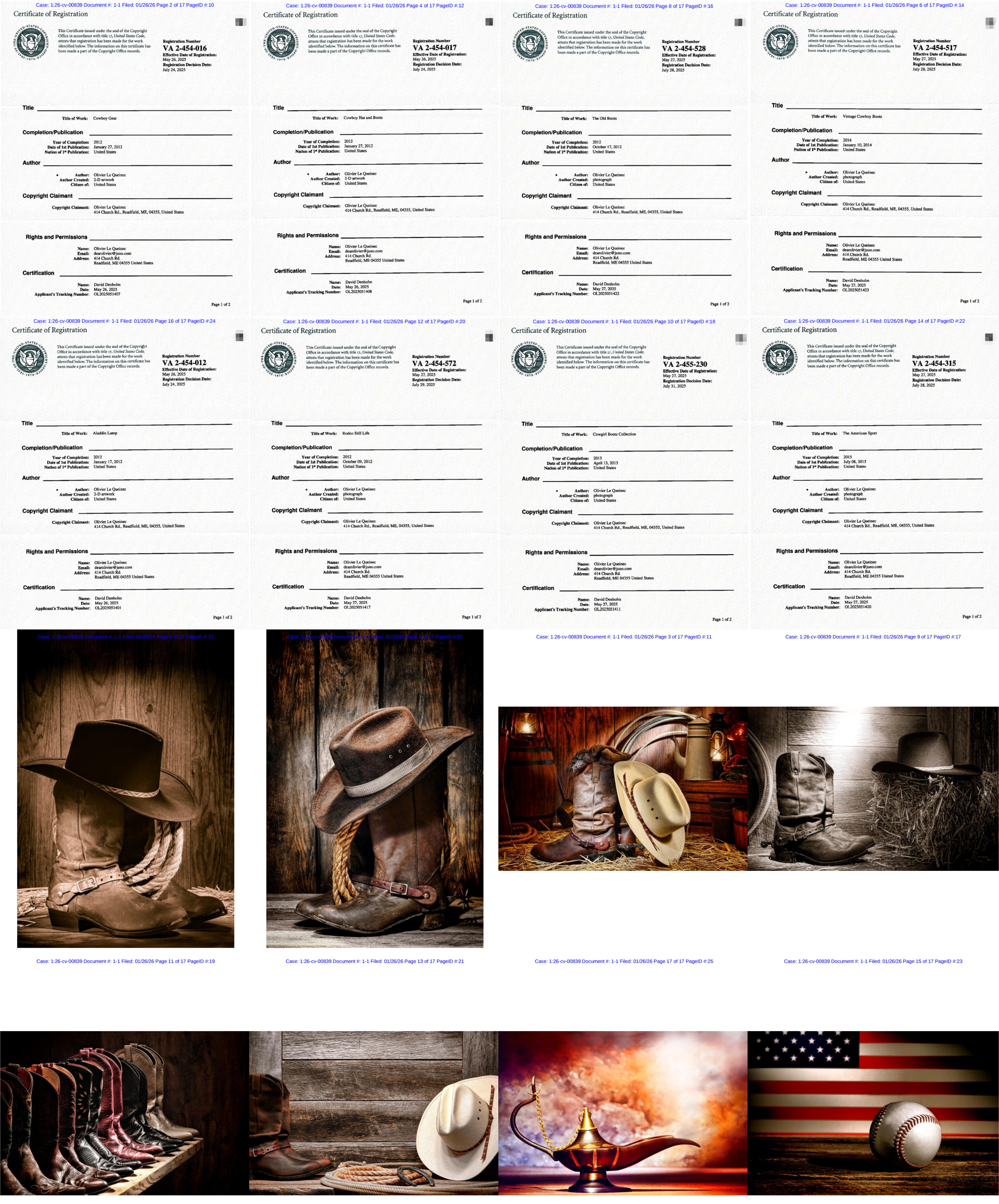 2026-cv-00839，知名摄影师发起西部牛仔版权战，200店TRO冻结风险！