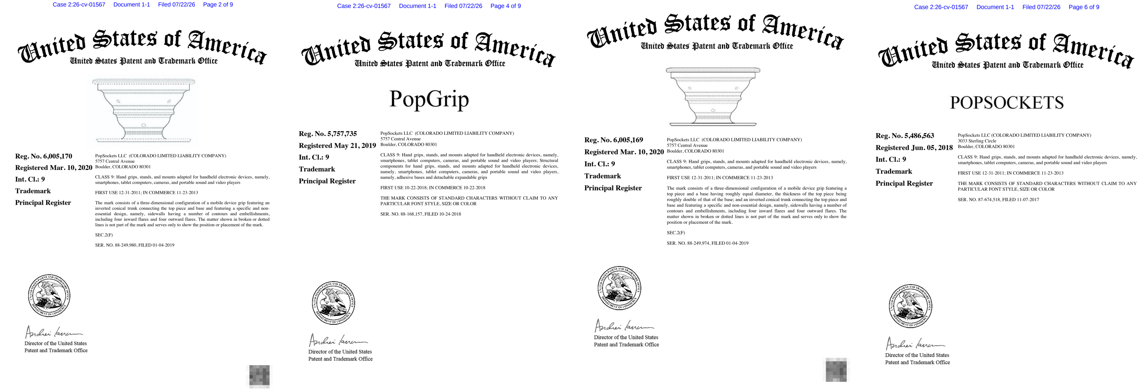 26-cv-01567｜PopSockets商标维权来袭，气囊支架卖家速查TRO关键词