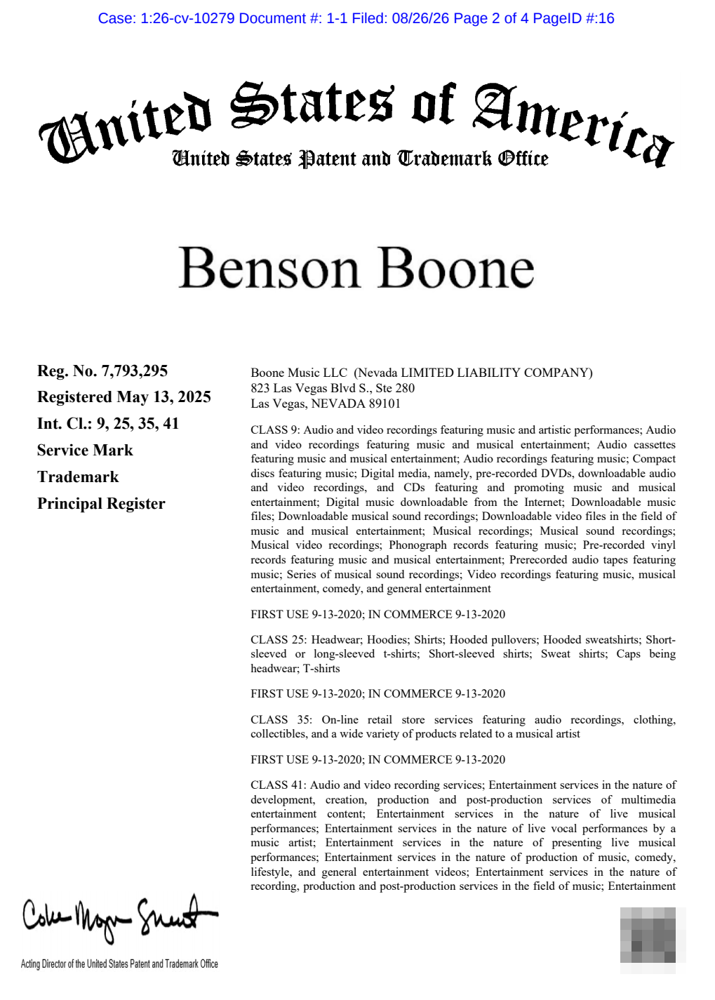 2026-cv-10279|Benson Boone商标案刚立案,歌手周边卖家立刻自查