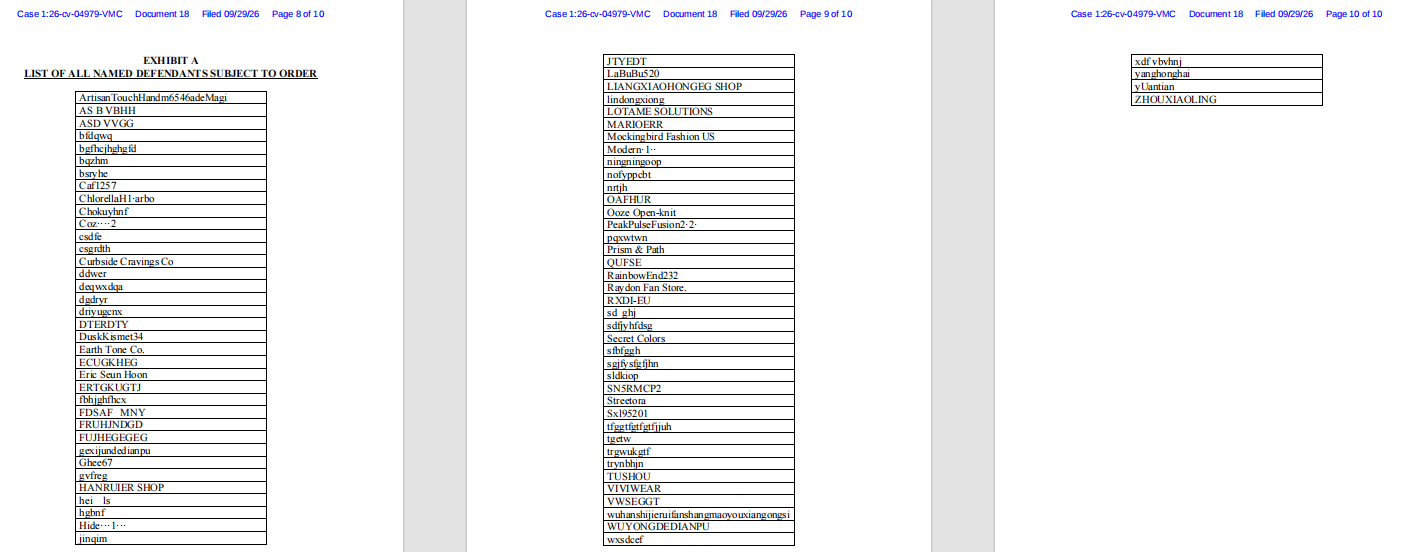 26-cv-04979 Shaquille O'Neal商标维权,79名卖家先查初步禁令与商品范围